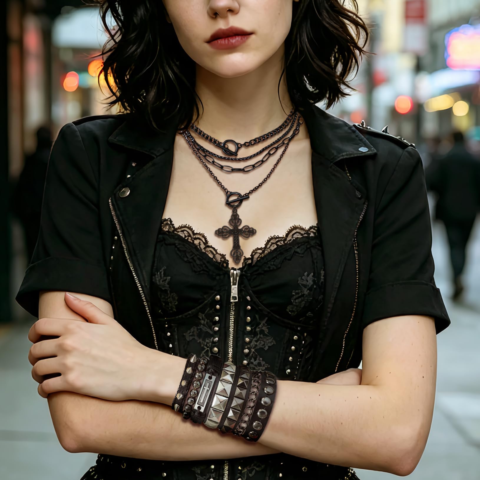 Готическое многослойное ожерел – обзор и цена Women'S Emo Accessories